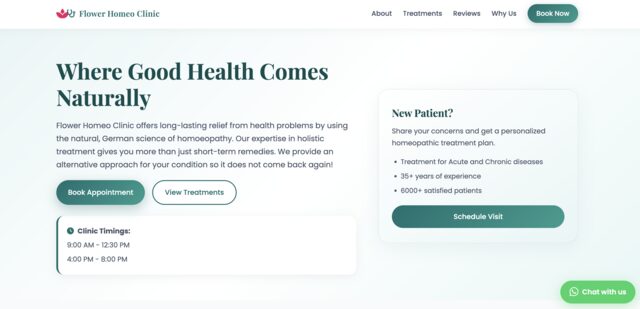 Flower-Homeo Clinic healthcare website homepage