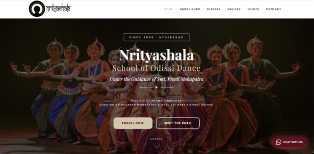 Nrityashala dance learning platform homepage