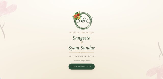 Sangeeta and Syam Sundar digital wedding invitation website